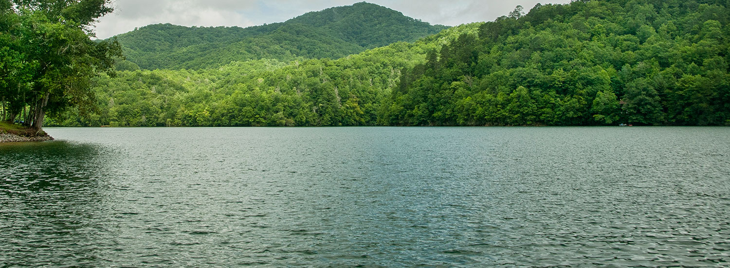 Nantahala Lake with forested shoreline